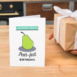 Funny "Pear-fect" Any Age Birthday Card<br><div class="desc">Send a special birthday greeting with this funny "Pear-fect" any age birthday card. The simple design features a cartoon pear with the wording "Wishing you a Pear-fect Birthday!". You can easily change the wording on the front of the card using the "personalise this template" box. The inside of the card...</div>
