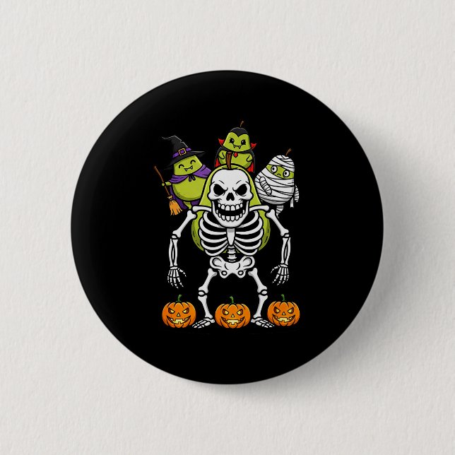 Funny Pear Skeleton Mummy Witch Halloween Kids Men 6 Cm Round Badge (Front)