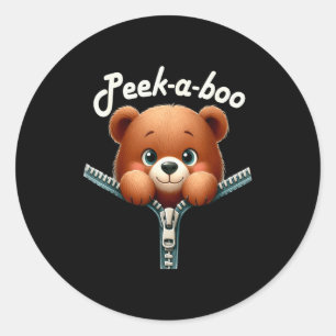 Funny - Peek-a-boo - Bear  Classic Round Sticker