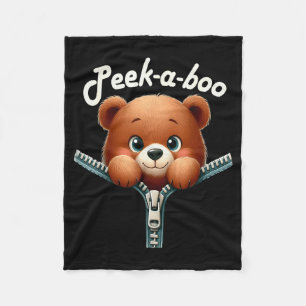 Funny - Peek-a-boo - Bear Fleece Blanket