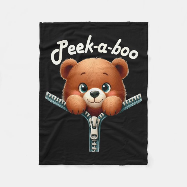 Funny - Peek-a-boo - Bear  Fleece Blanket (Front)