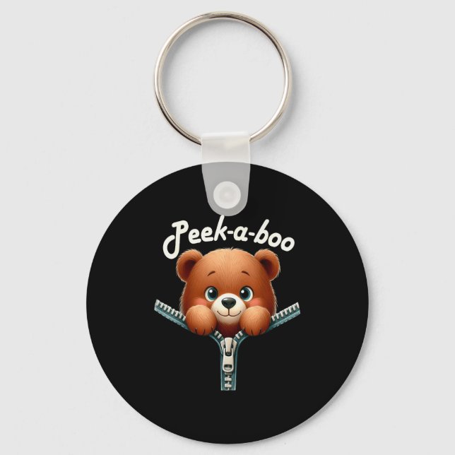 Funny - Peek-a-boo - Bear  Key Ring (Front)