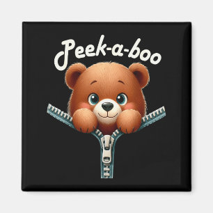 Funny - Peek-a-boo - Bear Magnet