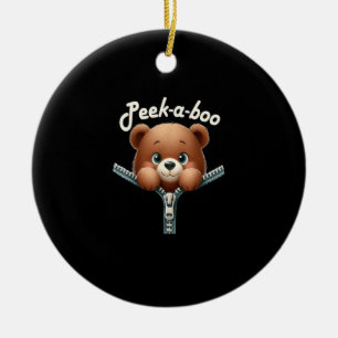 Funny - Peekabo - Bear Ceramic Tree Decoration