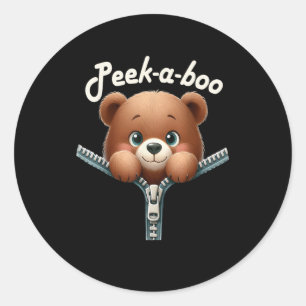Funny - Peekabo - Bear Classic Round Sticker