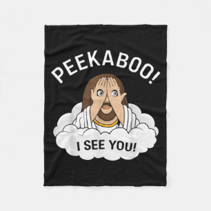 Funny Peekaboo Jesus Christian Fleece Blanket
