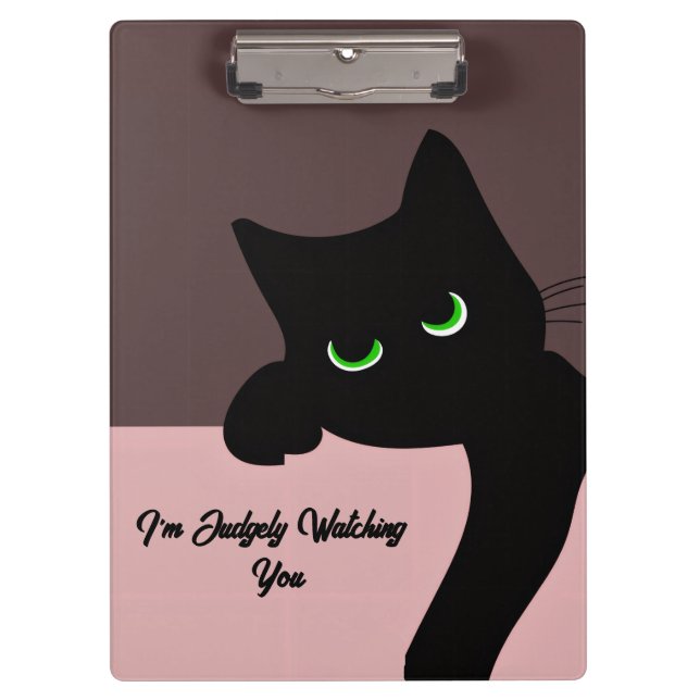 Funny Peeking Black Cat Custom Aesthetic Clipboard (Front)