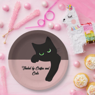 Funny Peeking Black Cat Custom Aesthetic Paper Plate