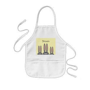 Funny Peeping Easter Bunnies Yellow Custom Name Kids Apron