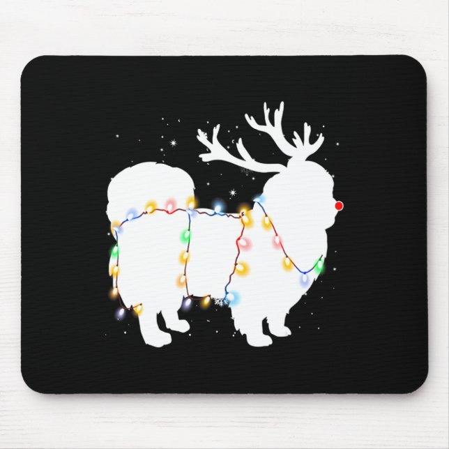 Funny Pekingese Dog Tree Christmas Lights Xmas Paj Mouse Pad (Front)