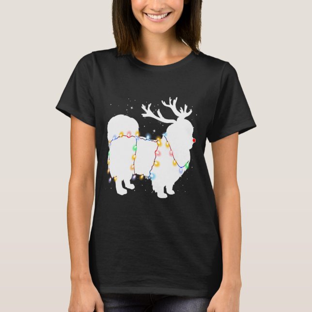 Funny Pekingese Dog Tree Christmas Lights Xmas Paj T-Shirt (Front)