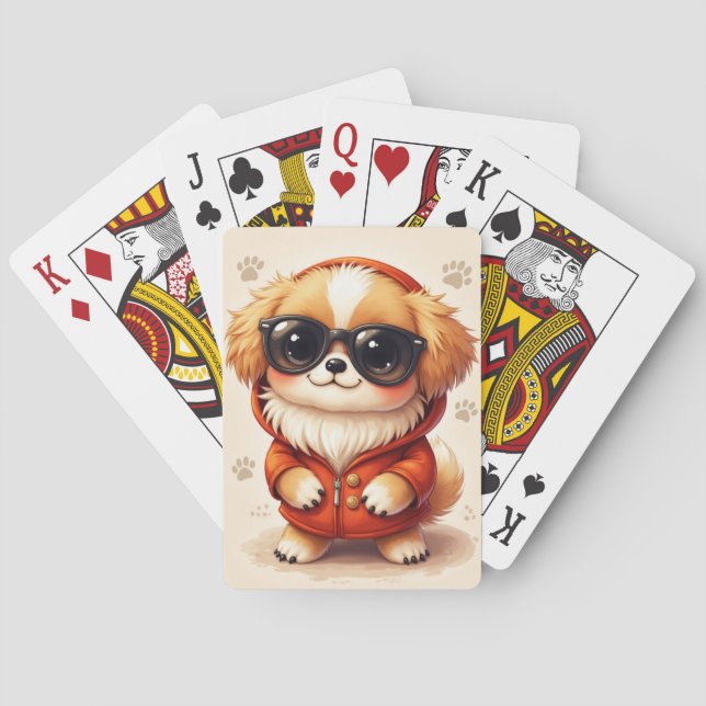 Funny Pekingese Kawaii Dog Playing Cards (Back)