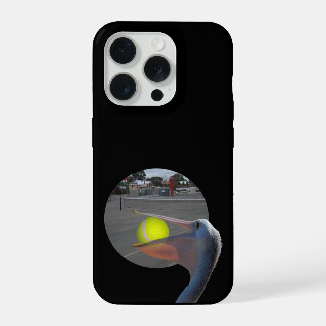 Funny Pelican Catches Tennis Ball, Denim Jacket iPhone Case (Back)