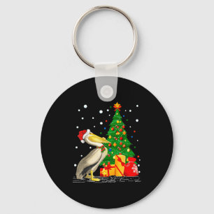 Funny Pelican Lover Gift Santa Hat Pelican Christm Key Ring