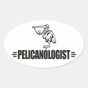 Funny Pelican Oval Sticker