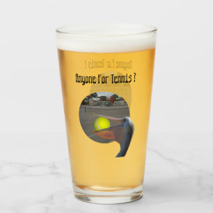 Funny Pelican Tennis Player, Beer Glass