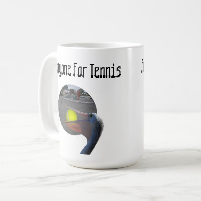 Funny Pelican Tennis Player, Coffee Mug (Front Left)