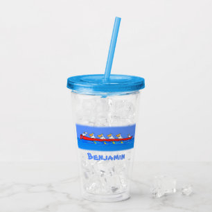 Funny pelicans rowing cartoon illustration acrylic tumbler