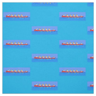 Funny pelicans rowing cartoon illustration fabric