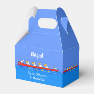 Funny pelicans rowing cartoon illustration favour box