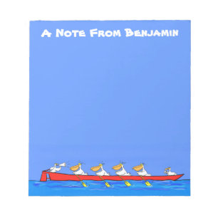 Funny pelicans rowing cartoon illustration notepad