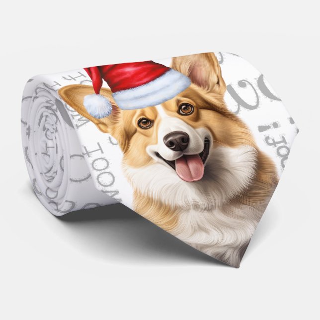 Funny Pembroke Welsh Corgi Christmas Dog Lover Tie (Rolled)