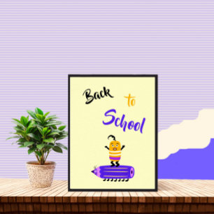 Funny pencil and rubber poster