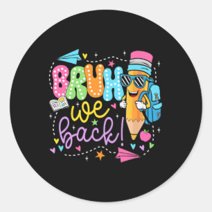 Funny Pencil Bruh We Back Teachers Back To School Classic Round Sticker