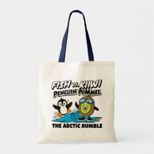 Funny penguin and kiwi tote bag