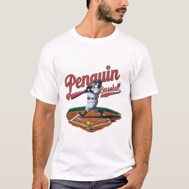 Funny Penguin Baseball T-Shirt (Front)