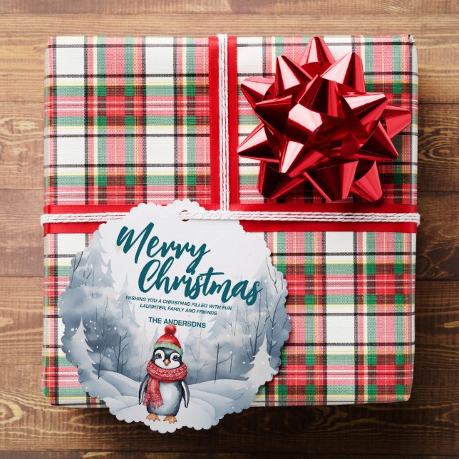 Funny Penguin bird Merry Xmas tree snow Holiday  Decoration Card (Insitu (Gift))