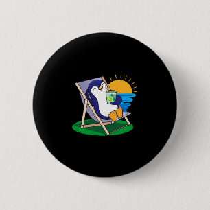 Funny penguin bird summer season beach gift men 6 cm round badge