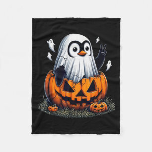 Funny Penguin Boo Halloween Ghost Womens Mens Kids Fleece Blanket