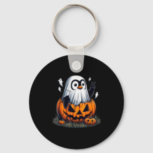 Funny Penguin Boo Halloween Ghost Womens Mens Kids Key Ring