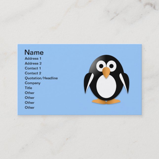 Funny penguin business card (Front)