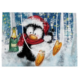 Funny Penguin Christmas Gift Bag