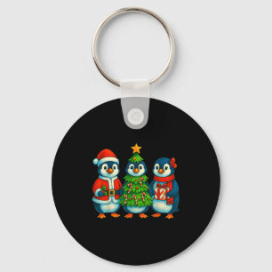 Funny Penguin Christmas Lights Penguin Cute Xmas H Key Ring
