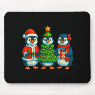 Funny Penguin Christmas Lights Penguin Cute Xmas H Mouse Pad