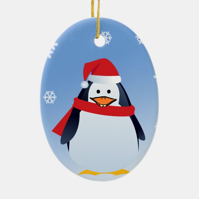 Funny Penguin Christmas Santa Claus Ornament (Back)