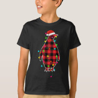Funny Penguin Christmas Tree Red Plaid Xmas Animal