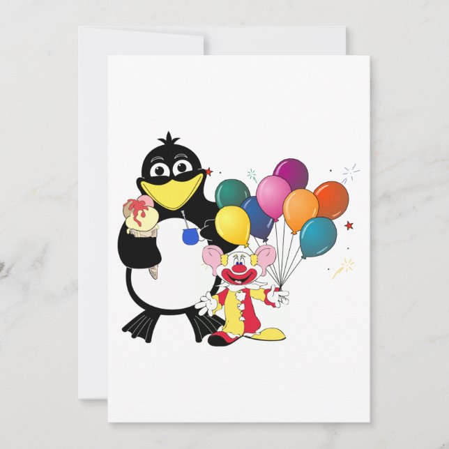 Funny penguin & clown cartoon (Front)