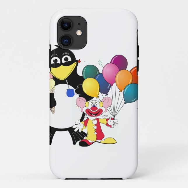 Funny penguin & clown cartoon Case-Mate iPhone case (Back)