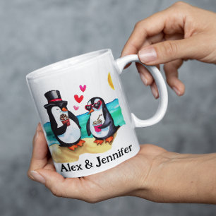 Funny Penguin Couple Names Personalized Coffee Mug