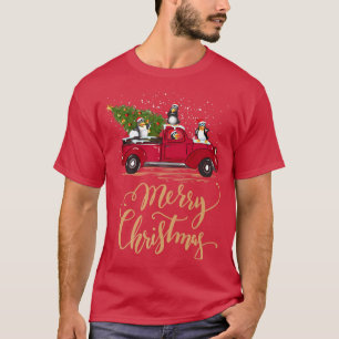 Funny Penguin Driving Christmas Tree Truck Penguin T-Shirt