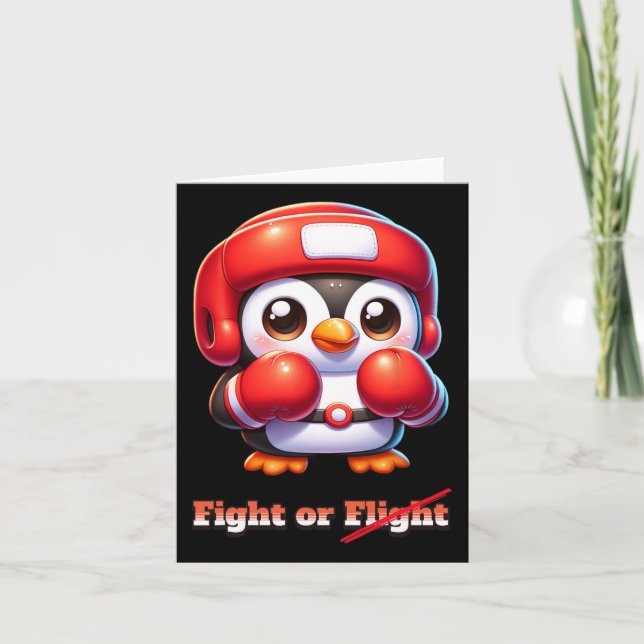 Funny Penguin Flight Or Fight Boxing Mma Meme Sill Card (Front)