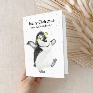 Funny Penguin  Foil Greeting Card