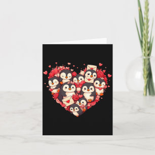 Funny Penguin Heart Valentine Penguin Womens Mens  Card