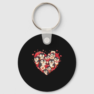 Funny Penguin Heart Valentine Penguin Womens Mens Key Ring