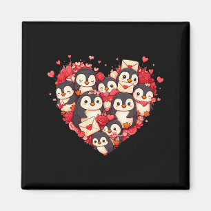 Funny Penguin Heart Valentine Penguin Womens Mens Magnet
