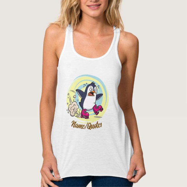 Funny Penguin on Roller Skates Singlet (Front)